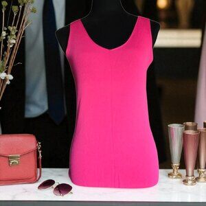 NWOT TAILOR (MED) Vintage Hot Pink Knit V Front and Back Tank Top